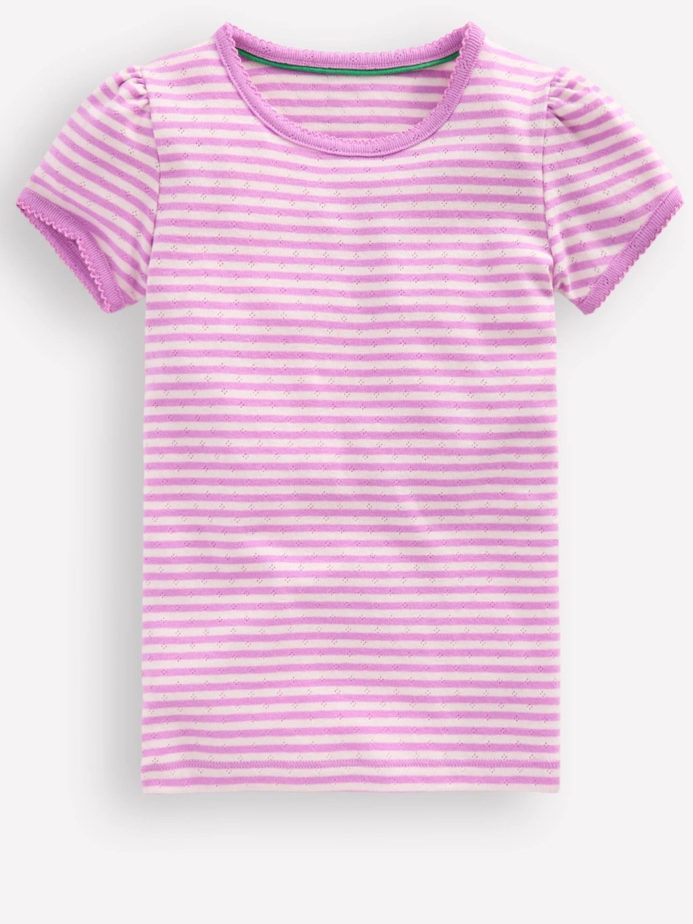 Mini Boden Short Sleeve Pointelle Top Toddler Girl Pink Striped 3-4Y